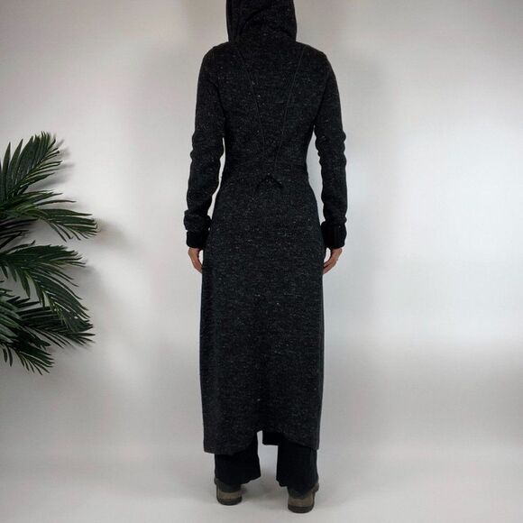 Vintage 90s Grunge Charcoal Full Length Wool Sweater Cardigan Jacket / Sz: 2 - Picture 2 of 8